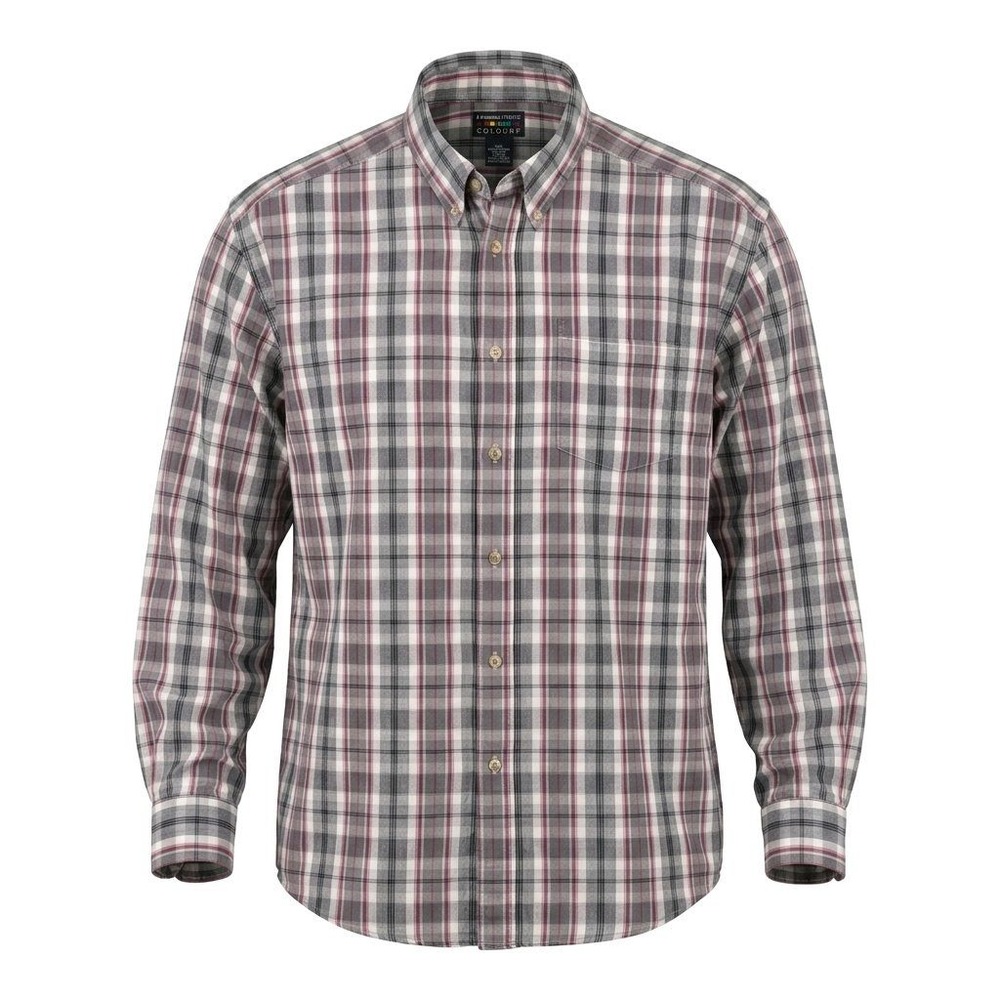 Alexander‎ Julian Colours Mens Large Tall Plaid Button Down Shirt Grey Burgundy